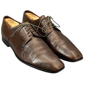 Hugo Boss Bicycle Toe Brown Leather Lace Up Dress Oxford Shoe Men 10.5
